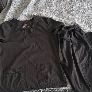 Black Scrub Top and Pants Set